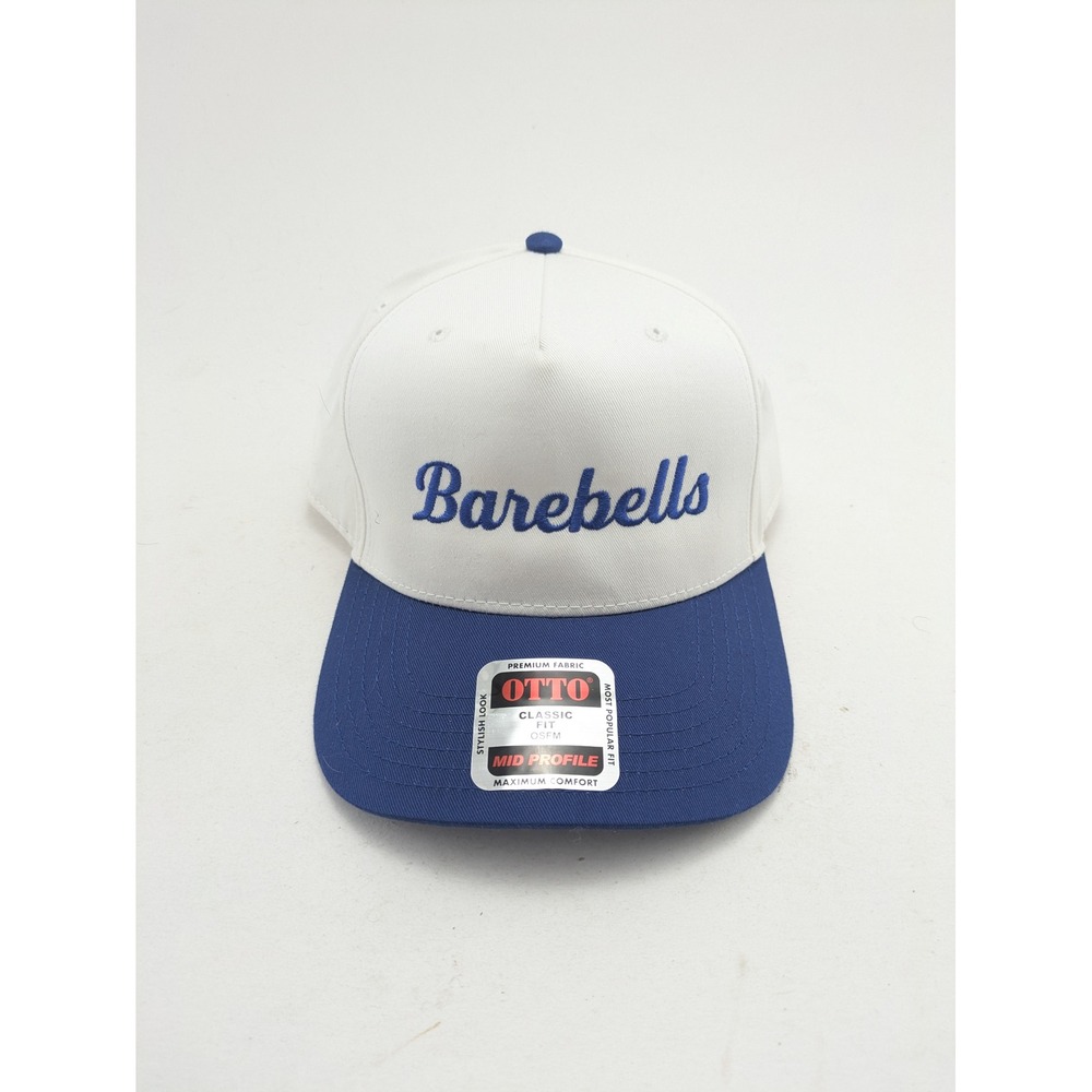 Barebells Classic Fit Mid Profile White Blue Adjustable Snapback Hat One Size
